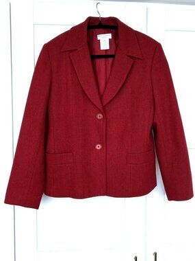 Red wool herringbone vintage blazer, cropped length S